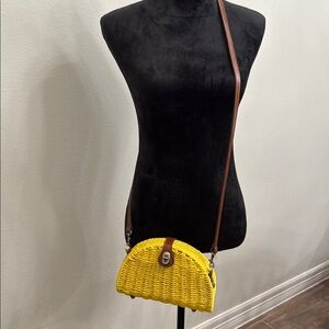 Yellow Woven Crossbody Bag